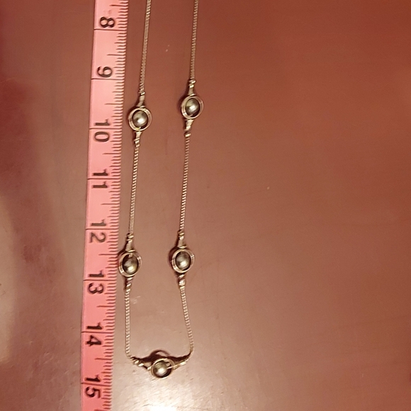 Silver tone and faux pearl long necklace - Picture 8 of 11